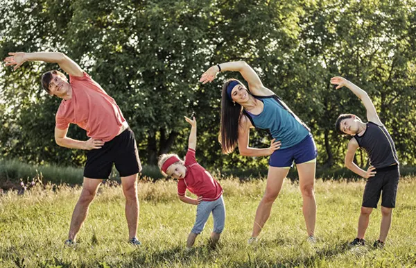 Family Exercising Together