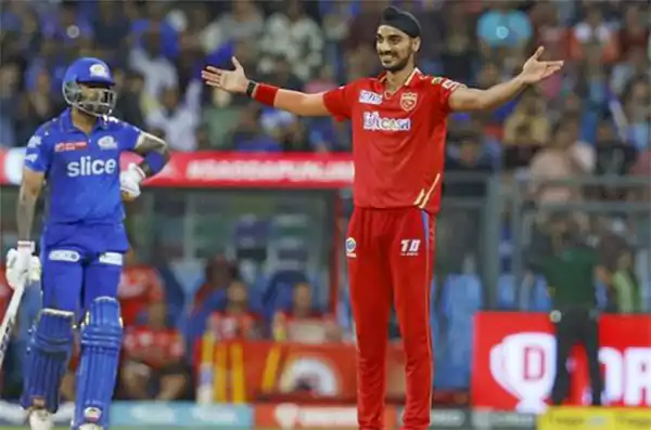 Punjab Kings vs Mumbai Indians timeline moment as a PBKS bowler celebrates a wicket against an MI batsman